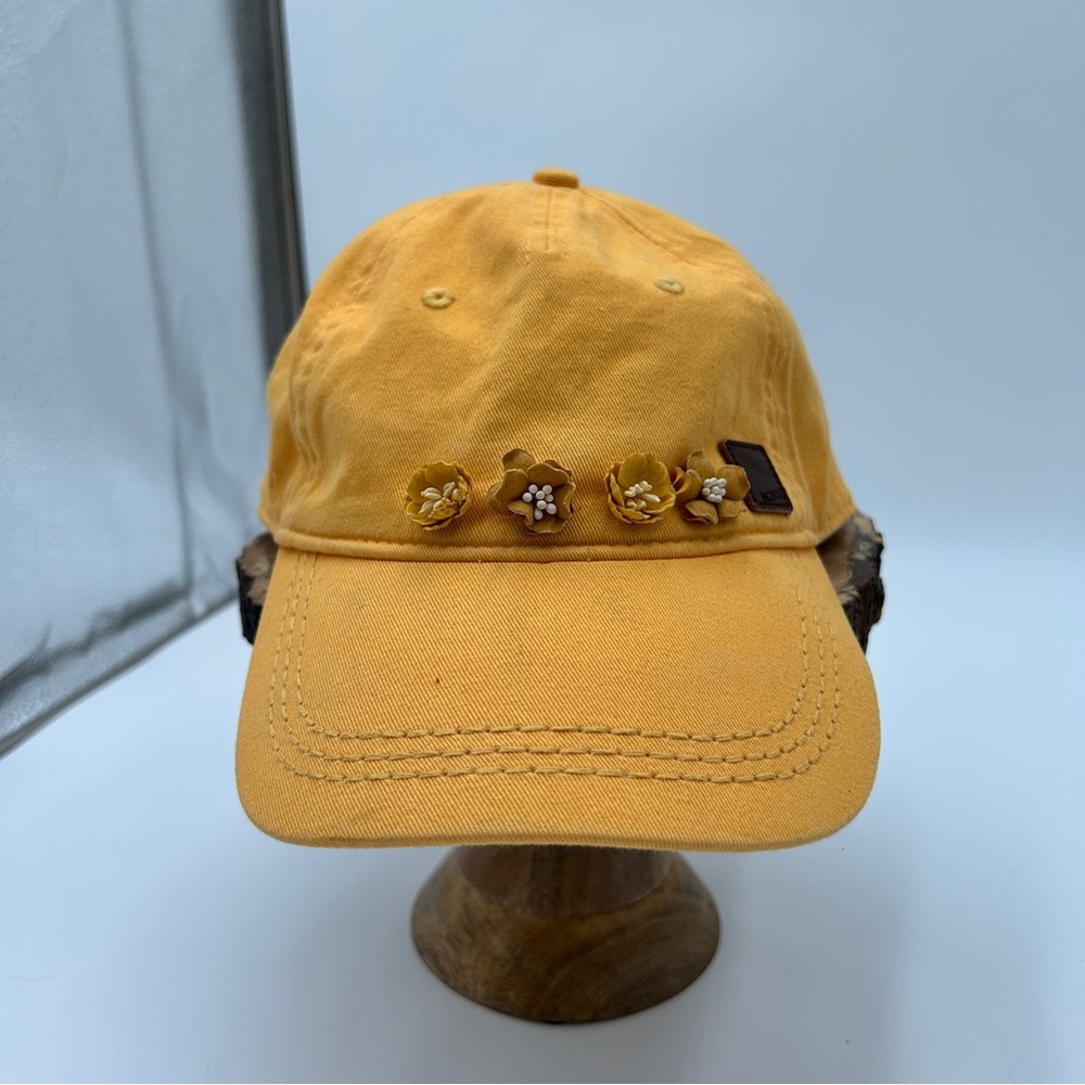 ROXY Yellow Baseball Cap with Flower Accents